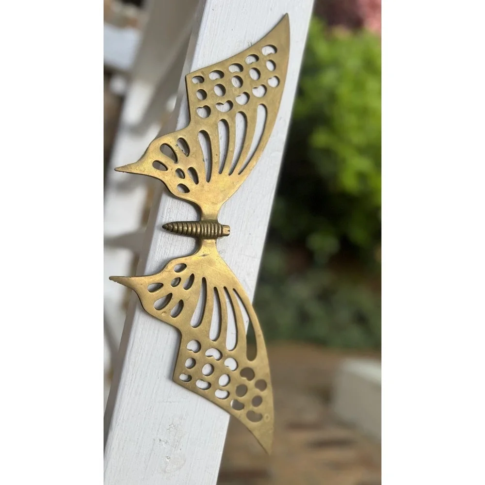 Vintage Solid Brass Butterfly Wall Hanging Retro Decor Mid Century Boho